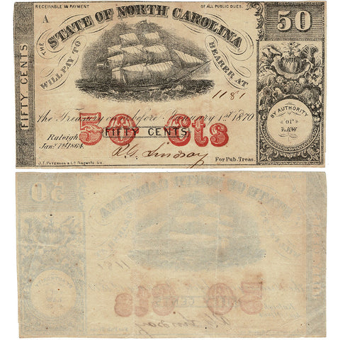 1863 50¢ State of North Carolina Note - Cr. 149 - Extremely Fine