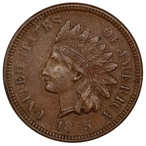1865 Indian Cent Snow-12 Die Gouge - Very Fine+ - Tough