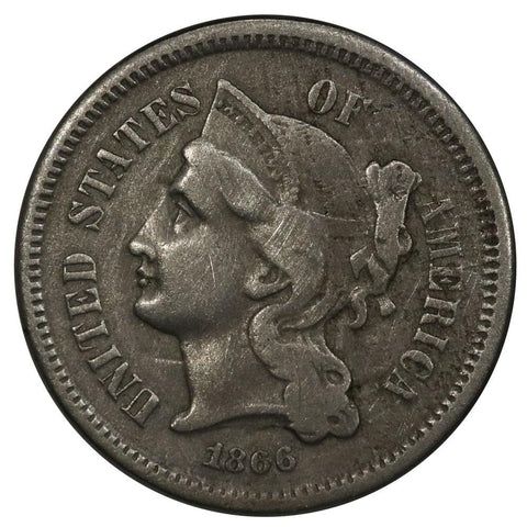 1866 Three Cent Nickel - Fine+