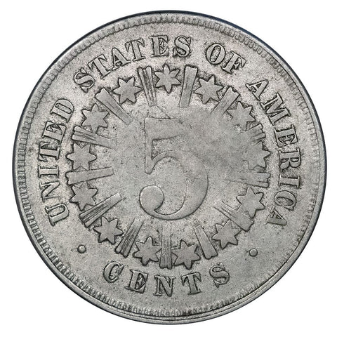 1867 Rays Shield Nickel- Very Good