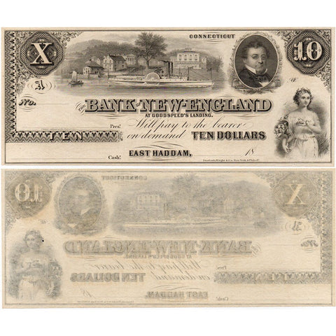 18__ $10 Bank of New England, Goodspeed's Landing Remainder 110-G24a - Gem Crisp Uncirculated