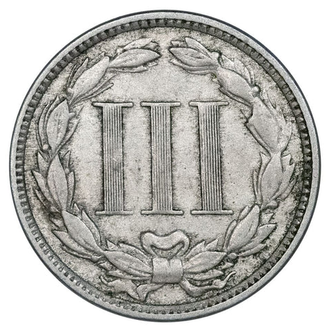 1873 Open 3 Three Cent Nickel - Very Fine