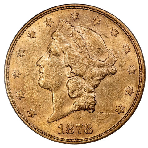1878-S $20 Liberty Double Eagle Gold Coin - ANACS AU 58