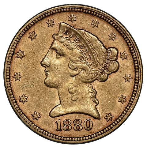 1880 $5 Liberty Head Gold Coin - Extremely Fine