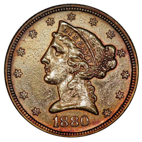 1880 $5 Liberty Head Gold Coin - AU Detail (Ex-Jewelry)