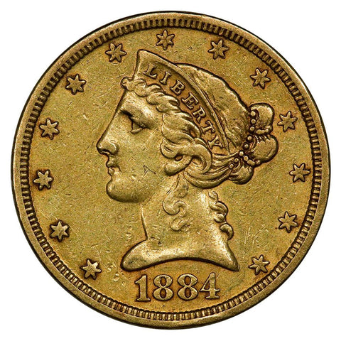 1884-S $5 Liberty Head Gold Coin - Extremely Fine