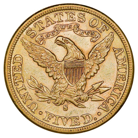 1885-S $5 Liberty Head Gold Coin - About Uncirculated