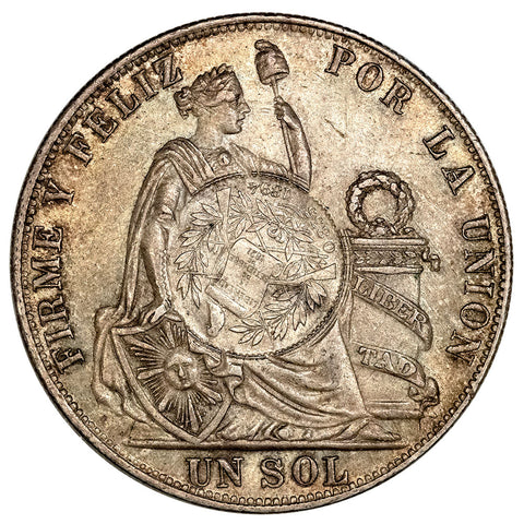 1894 Guatemala Peso KM.224 1/2R C/S on Peru Sol - About Uncirculated