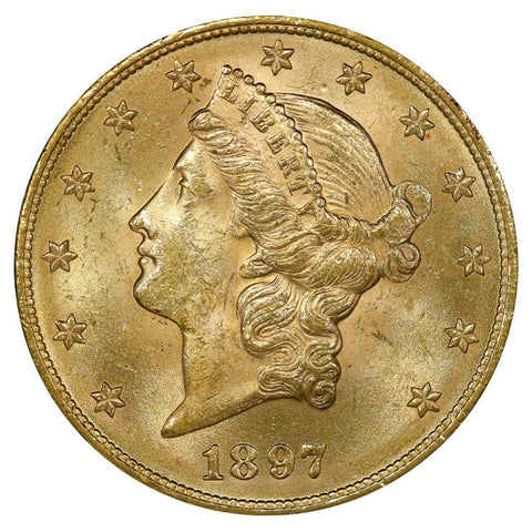1897 $20 Liberty Double Eagle Gold Coin - PQ Brilliant