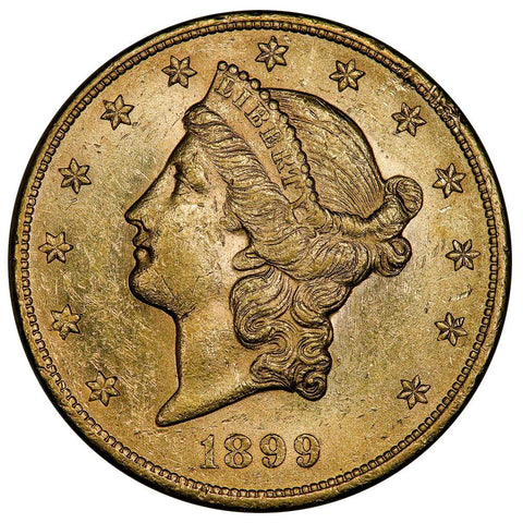 1899 $20 Liberty Double Eagle Gold Coin - About Uncirculated+