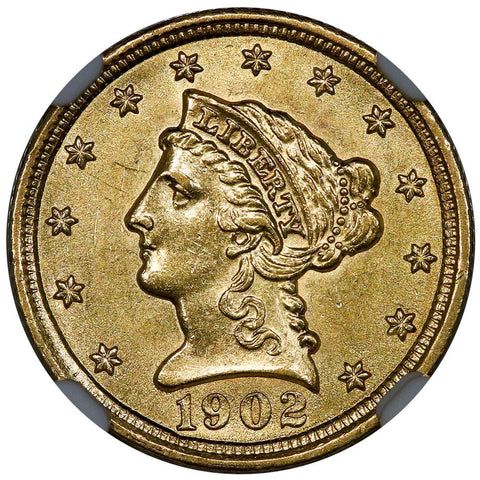 1902 $2.5 Liberty Gold Coin - NGC MS 62 - PQ Brilliant Uncirculated