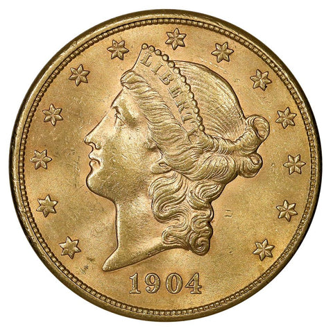 1904 $20 Liberty Double Eagle Gold Coins - Choice Brilliant Uncirculated
