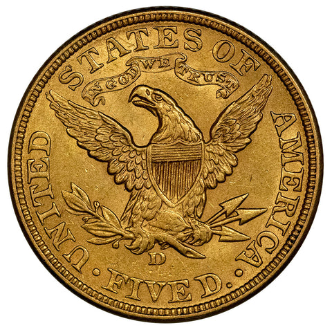 1906-D $5 Liberty Head Gold Coin - About Uncirculated
