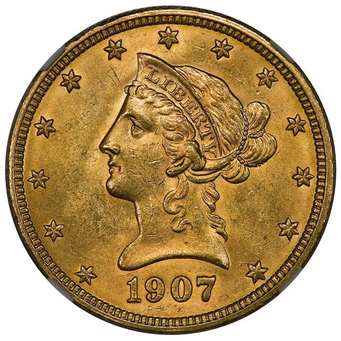 1907 $10 Liberty Gold Eagle - NGC MS 62 - PQ Brilliant Uncirculated