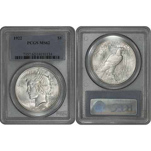 1922 Peace Dollar in PCGS MS 62 - Brilliant Uncirculated