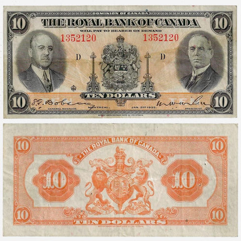 1935 $10 Royal Bank of Canada Dobson | Wilson, Charlton 630-18-04 ~ Very Fine