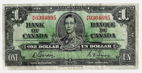 1937 $1 Bank of Canada Gordon | Towers ~ Crisp Very Fine