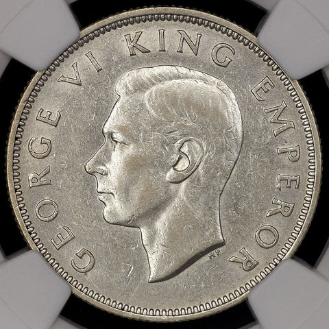 New Zealand - 1940 George VI Silver Florin - KM.10.1 - NGC XF 45
