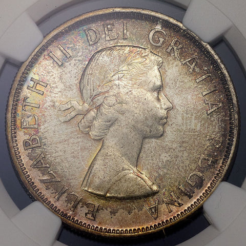 1954 Canada Elizabeth II Silver Dollar Key Date KM.54 - NGC MS 64 - Pretty Reverse Color