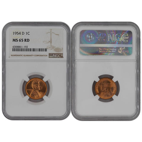1954-D Lincoln Cent - NGC MS 65 RD