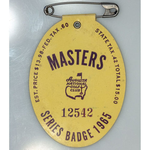 1965 Masters Tournament Badge/Ticket Augusta National Jack Nicklaus