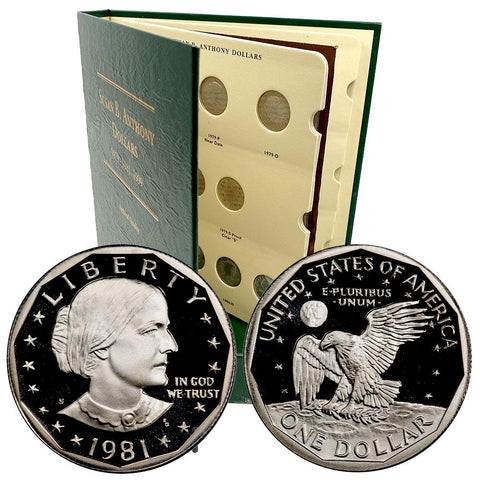 1979 to 1999 P-D-S Susan B. Anthony Dollar 18-Coin Sets in Littleton Album