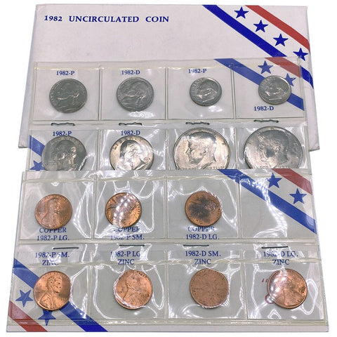 15-Coin 1982 P & D Uncirculated Coin Set - Gem in Original Packaging