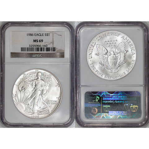 1986 American Silver Eagle - NGC MS 69 - First Year of Issue