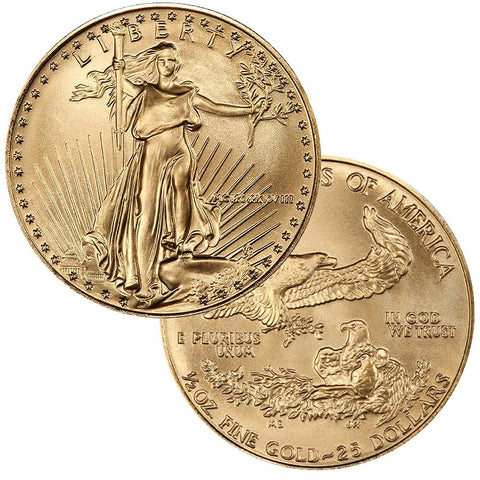 1988 $25 American Gold Eagle 1/2 oz Net Pure Gold - Gem Uncirculated