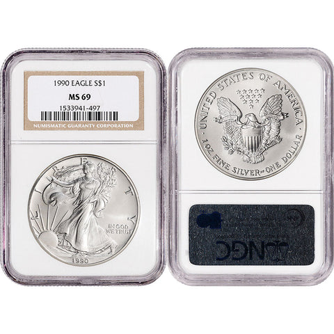 1990 American Silver Eagle - NGC MS 69