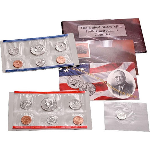 1996 P & D U.S. Mint Set w/ 1996-W Roosevelt Dime - Super Nice Sets