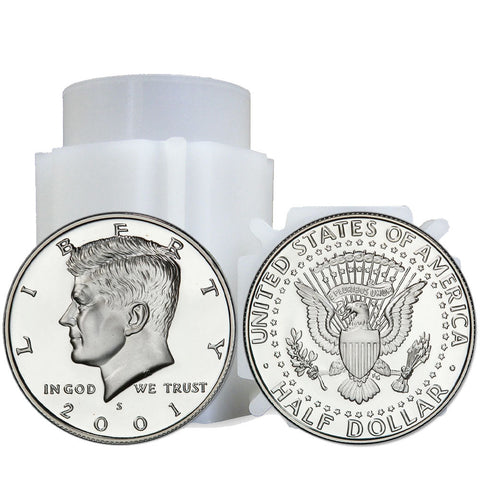 Roll of 20 Proof 2001-S 90% Silver Kennedy Halves - Gem Proof