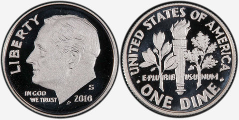 2010 to 2013 Roosevelt Dimes by Date- Brilliant Uncirculated