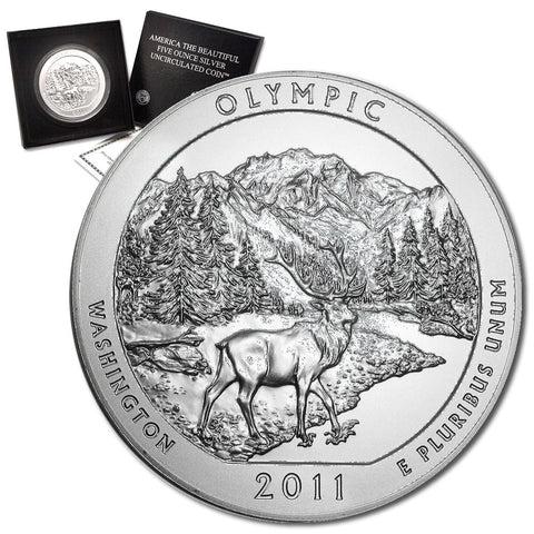 2011-P Olympic America The Beautiful Silver Burnished 5 oz Quarter - Gem in OGP