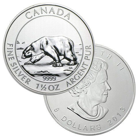 2013 Canadian $8 1.5 oz Silver Polar Bear - Gem Brilliant Uncirculated