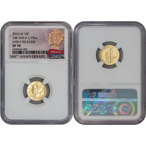 2016-W Centennial Gold Mercury Dime - NGC SP 70 Early Releases