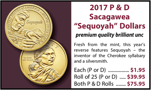 2017 P & D Sacagawea "Sequoyah" Dollars - Premium Quality BU