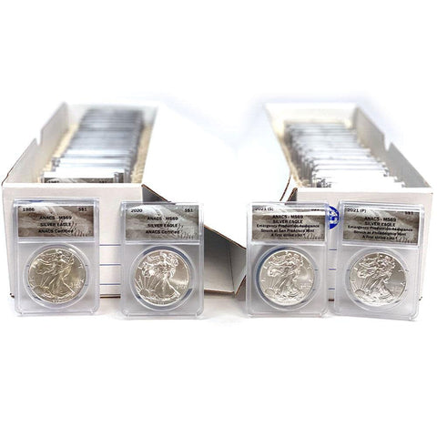 41-Coin 1986-2021 American Silver Eagle Sets - ANACS MS 69
