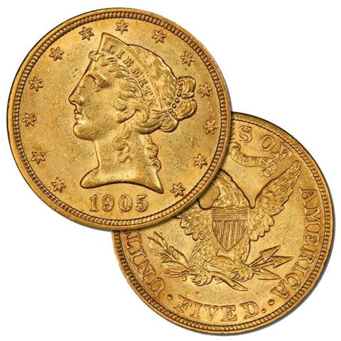 $5 Liberty Head Gold Coins - About Uncirculated