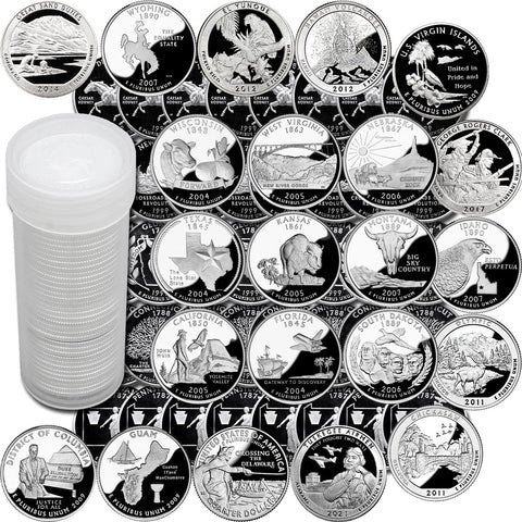 (1999-2021) 40 Different Silver Proof Quarter Rolls - Gem Straight From Sets