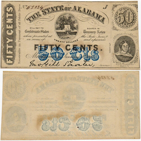 1863 50¢ State of Alabama Fractional Note Cr. 4 - Uncirculated
