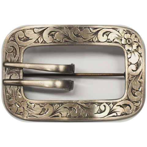 Vintage Sterling Silver Etched Belt Buckle/Brooch