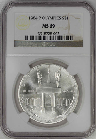 1984-P Olympics Coliseum Commemortive Silver Dollar ~ NGC MS 69