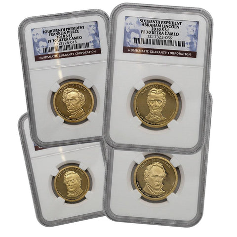 2010 Proof Presidential Dollars Certified Set - NGC PF70 Ultra Cameo