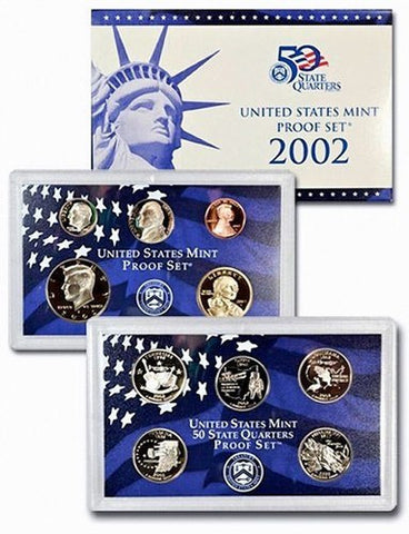 2002-S Statehood 10 Coin Clad Proof Set, In Original Mint Box with COA