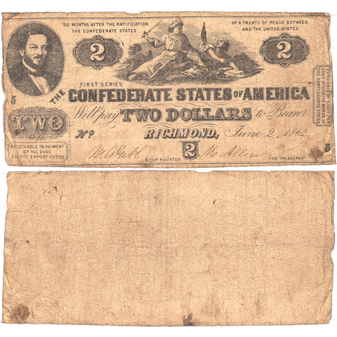 T-42 Jun. 2 1862 $2 Confederate States of America (C.S.A.) PF-3/Cr. 336 - Very Good+