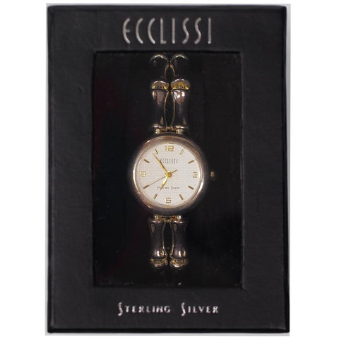 Ecclissi Womens Sterling Silver Bamboo Link Wrist Watch