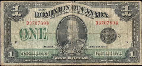 1923 Dominion of Canada "King George V" $1 (DC-25n) - Very Good