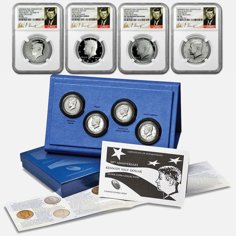 2014 50th Anniversary 4-coin Silver Kennedy Half Dollar Sets