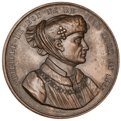 (1848) Philip The Good, Duke of Burgundy (Belgium) A.C. Jouvenel 46mm/Bronze ~ AU